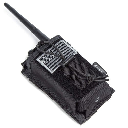 Tactical Molle Radio Holster Holder Case Military Heavy Duty Pouch Bag for Two Ways Walkie Talkies Adjustable Storage with 1 Pack Patch