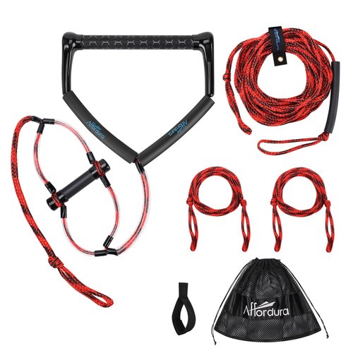 Affordura Wakeboard Rope with Dual Handle – 75ft 4-Section Ski Rope for Water Skiing, Towing, Tubing, Kneeboarding, Watersports – Floating Handles, EVA Grip, 1500 lbs Strength, Storage Bag Included