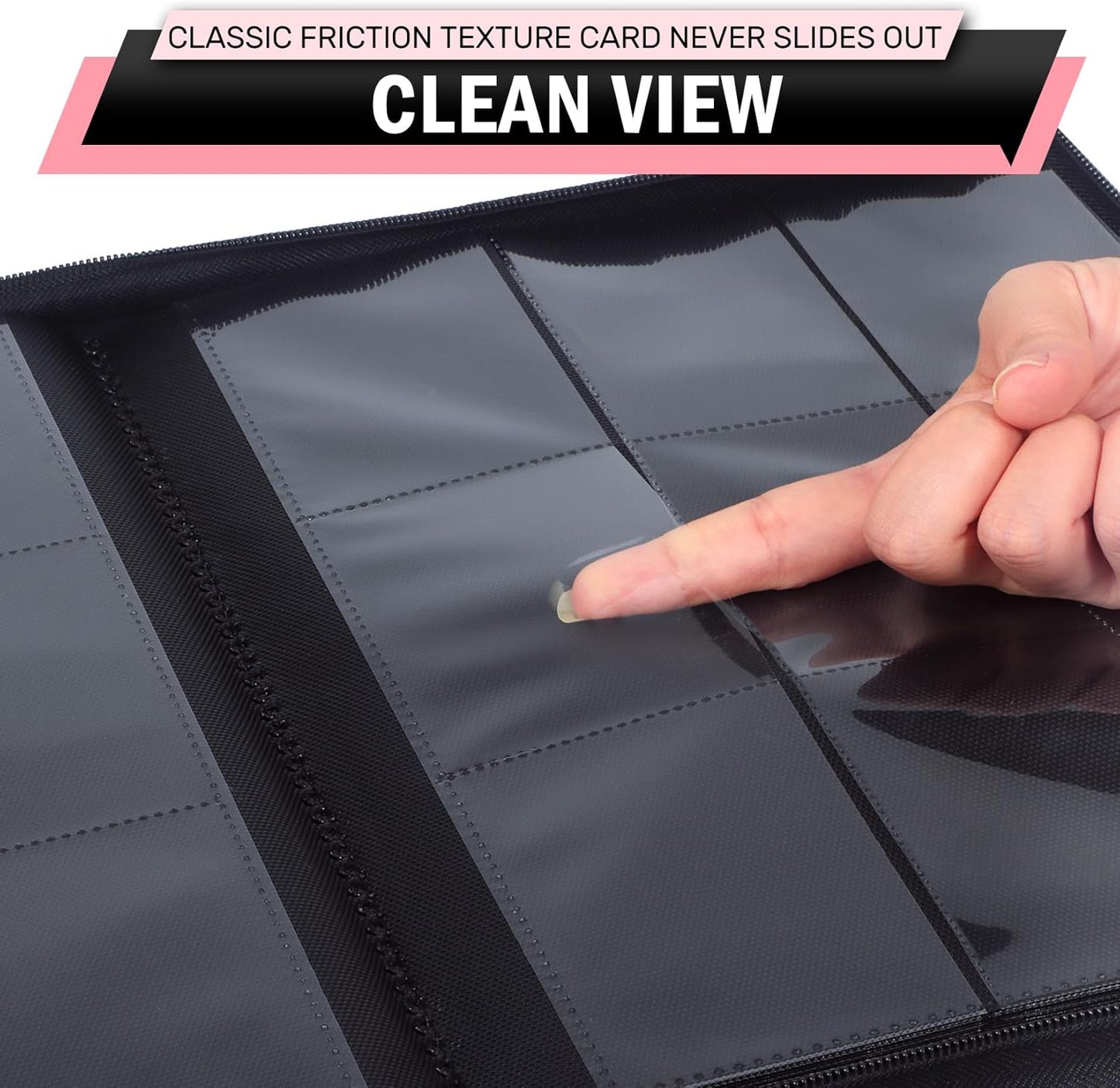 12 Pocket Card Binder, Zipper Trading Card Binder, 720 Large Capacity Side Loading Non-Ring Card Album, Double Sided Acid-Free Card Protector Binder, Card Collection for TCG, MTG, Sport Card, Pink