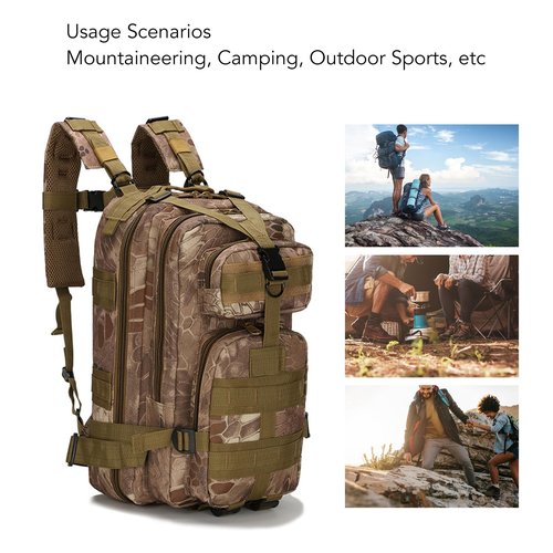 ETAINGYEUN Camouflage Outdoor Hiking Bag Camo Camping Hunting Backpack Double Zipper Sports Pack Training Equipment