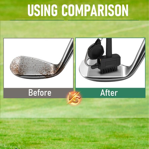 Mini Golf Club Brush with Retractable Clip Hard to snag on Bag Easy to Carry Save More Space Must Have Golf Accessories A Warm Golf Gift Suit for Kids/Men/Women/Elders (Black)