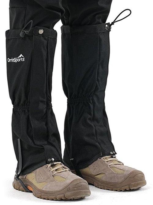 Leg Gaiters for Men and Women Waterproof Adjustable Gators for Hiking Boots in Climbing Hunting Trekking & Fishing Snow Gaiters (Black L)