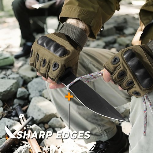 xiaotianlai 9.84" Fixed Blade Hunting Knives Green Handle and Sheath,Stainless Steel Survival Hunting Bushcraft Full Tang Non-Slip Handle Knife Camping,Hunting,Adventure,Outdoors,EDC