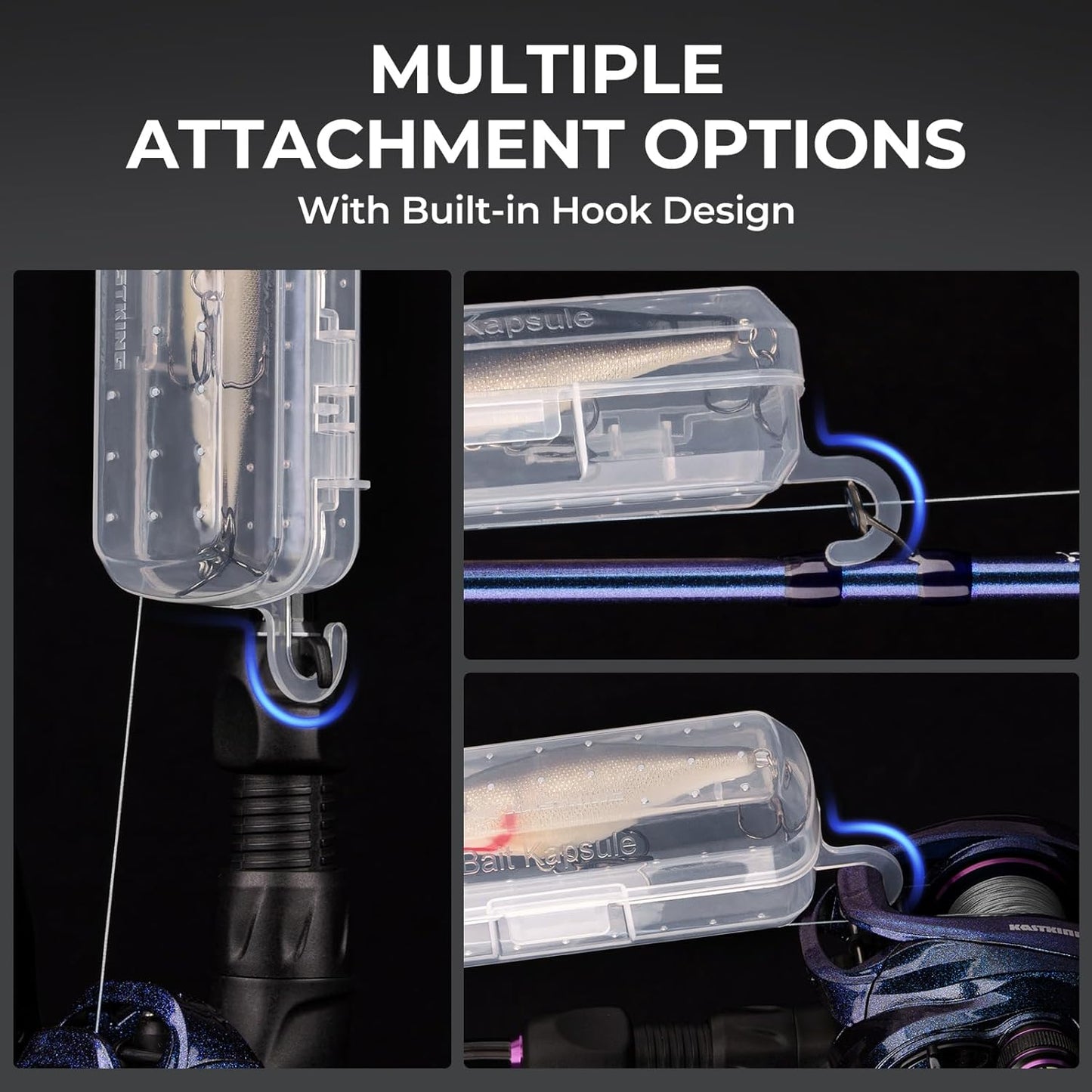 KastKing Bait Kapsule – Lure Cover with Vent Holes, Protects Hooks, Multiple Sizes (S, M, L, Jumbo,Drop Shot) - Multiple Attachments for Freshwater & Saltwater Fishing Gear. Patent Pending.