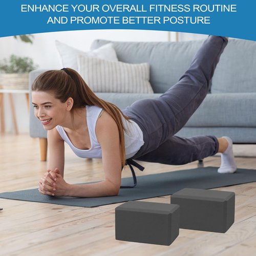Set of 2 Foam Yoga Blocks, Non-Slip Exercise Tools for Beginners and Advanced Practitioners in Yoga and Fitness