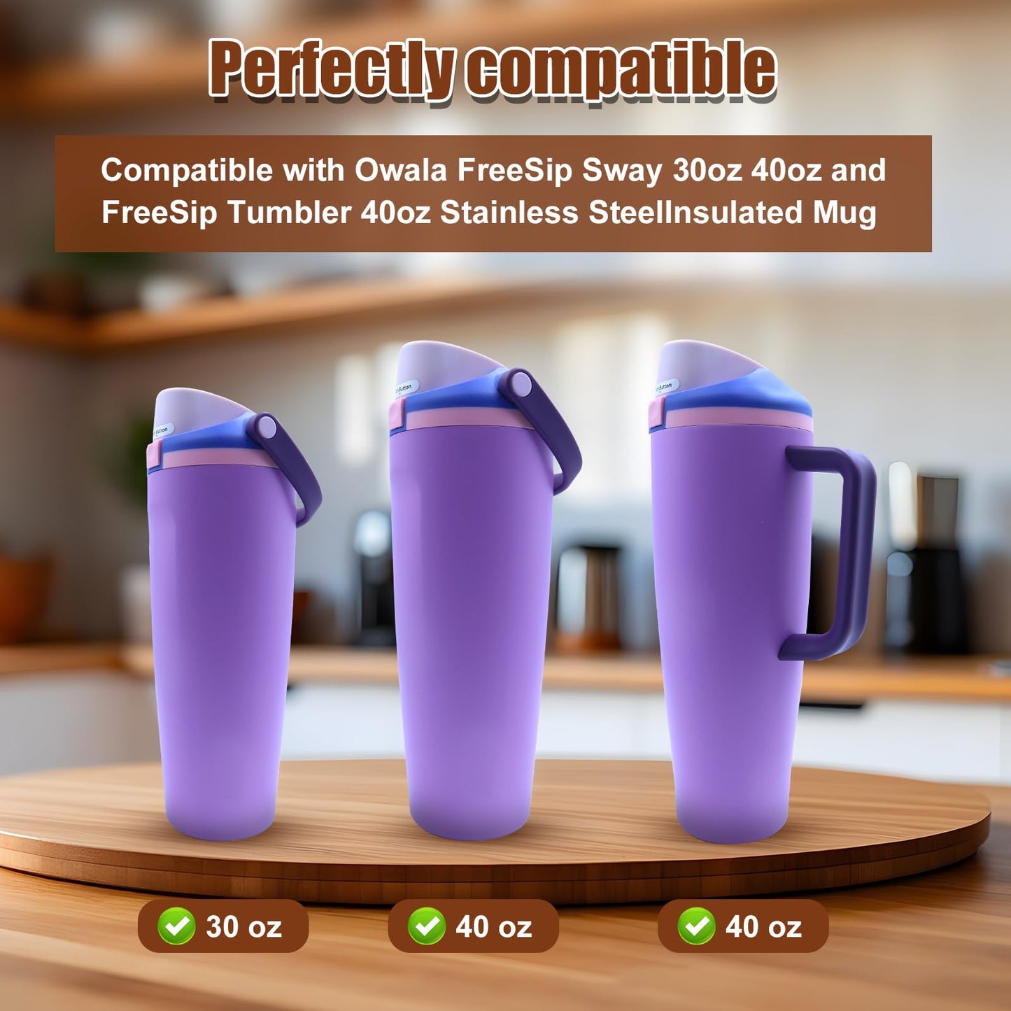 2pcs Replacement Stopper Compatible with Owala FreeSip Sway 30oz 40oz, Silicone Seal Bottle Cap Mouth Stopper for Owala FreeSip Tumbler 30oz 40oz Water Bottle Top Lid Gasket Plug Accessories BPA-Free