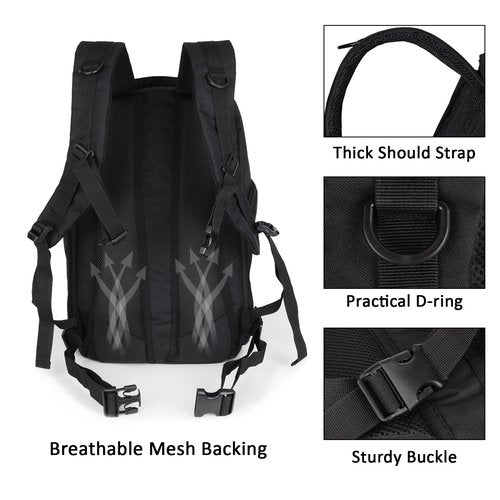 Valinov Tactical Backpack For Men 30L Military Molle Backpacks Army Assault Pack Daypack Hiking Rucksack Bug Out Bag (Black)