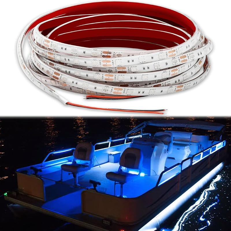 Marine LED Boat Light Strip Kit 16.4 ft Blue for Pontoon, Bass, Kayak – 12V