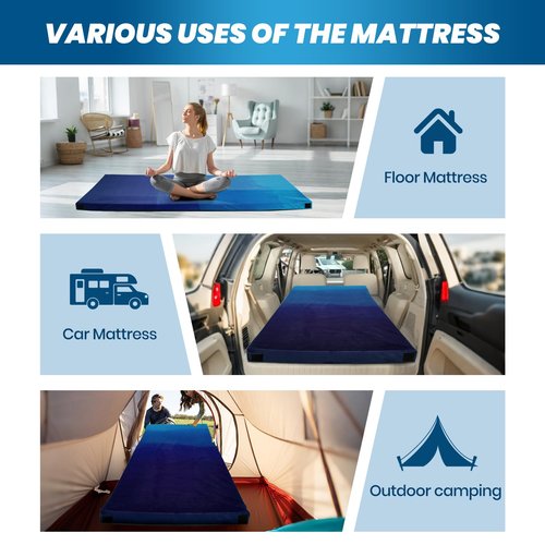 Memory Foam Camping Pad, Waterproof Sleeping Pad for Adults, Roll Up Floor Mattress for Indoor/Outdoor Use, Ideal for Side Sleepers and Guests