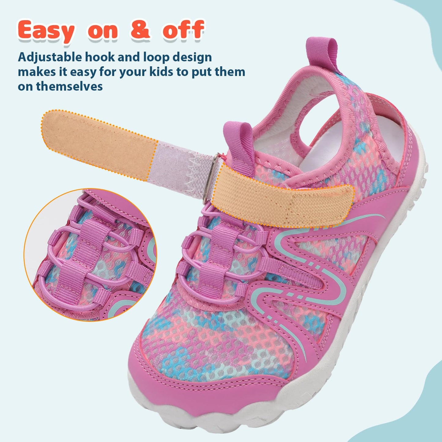 LeIsfIt Kids Sandals Boys Girls Wide Sandals Non-slip Toddler Water Sandal Shoes Lightweight Barefoot Summer Shoes for Beach Swim Hiking, Purple, 13 Little Kid