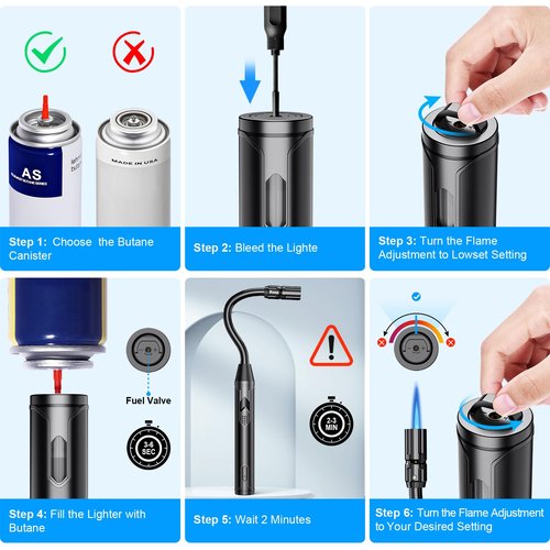 TOPKAY Torch Lighter Refillable Butane Lighter Long Flexible Neck Multipurpose Lighter for Candles Grill BBQ Fireplaces Kitchen Camping (No Prefilled)