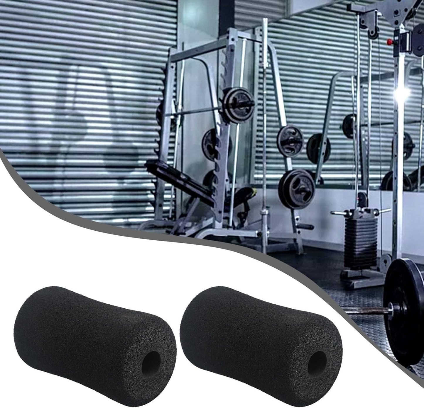 2 Piece Foam Foot Pads Rollers Replacement Kit for Weight Machines Leg Extension Home Gym Equipment High Density Comfortable Non-Deforming 5.12 Inch Black Exercise Accessories(20 * 70 * 120mm)