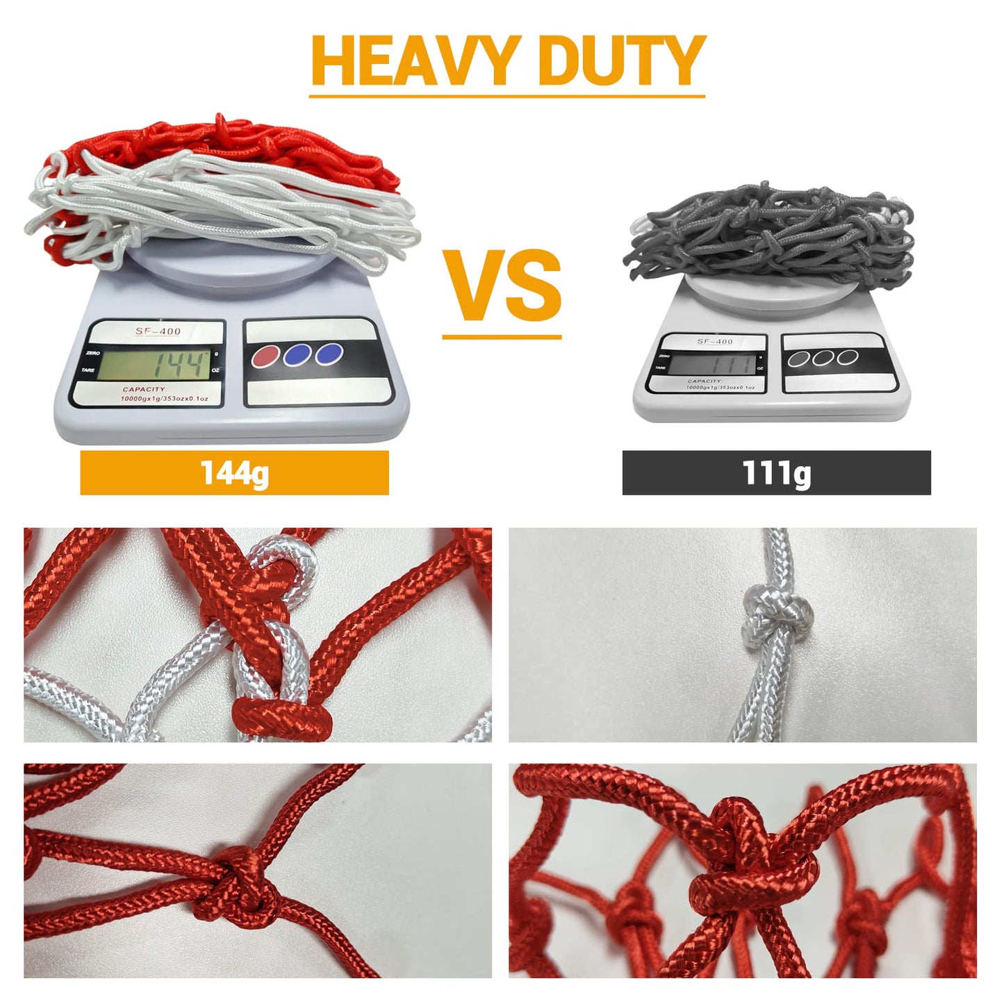 All Weather Anti Whip, Fits Standard Indoor or Outdoor Rims - Ultra Heavy Duty Basketball Net Replacement - 12 Loops Rim Net Style a