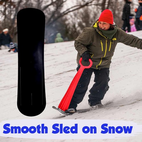 Slippery Racer Kid's Lightweight Compact Foldable Cold Resistant Downhill Outdoor Winter Ski Scooter Snow Sled Red