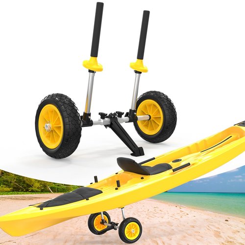 Bonnlo Kayak Trailer, Strap Free Kayak Cart with 10in Kayak Wheels, 7.1"-17.1" Adjustable Width, Detachable Kayak Dolly with Kickstand