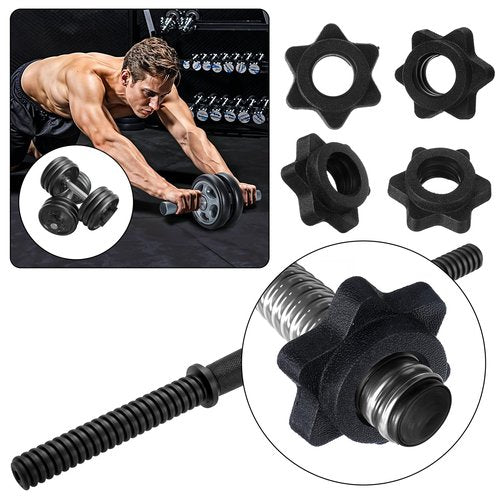 4PCS Dumbbell Collars 1" Barbell Collar Clamps Hex Nut Barbell Clips for Dumbbells, Spinlock Weight Bar Clamps for 1 Inch Standard Barbells Bars Sports Weight Lifting Fitness for Bars at Home or Gym