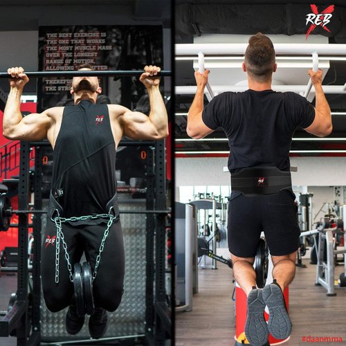 REBX Weight Belt – Heavy-Duty Nylon Dip Belt with Neoprene Padding – Ideal for Pull-Ups, Chin-Ups, Dips, Squats & Strength Training – Unisex Weightlifting Belt