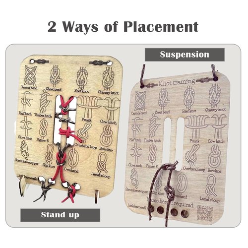 Learn Knot Training Board- Many Popular Knots,Learning Knot Tying Kit,Learn to Tie Knots Kit for Adults Beginner How to Knot Advised Fishing Backpacking Hiking Outdoor Camping Gear Knots