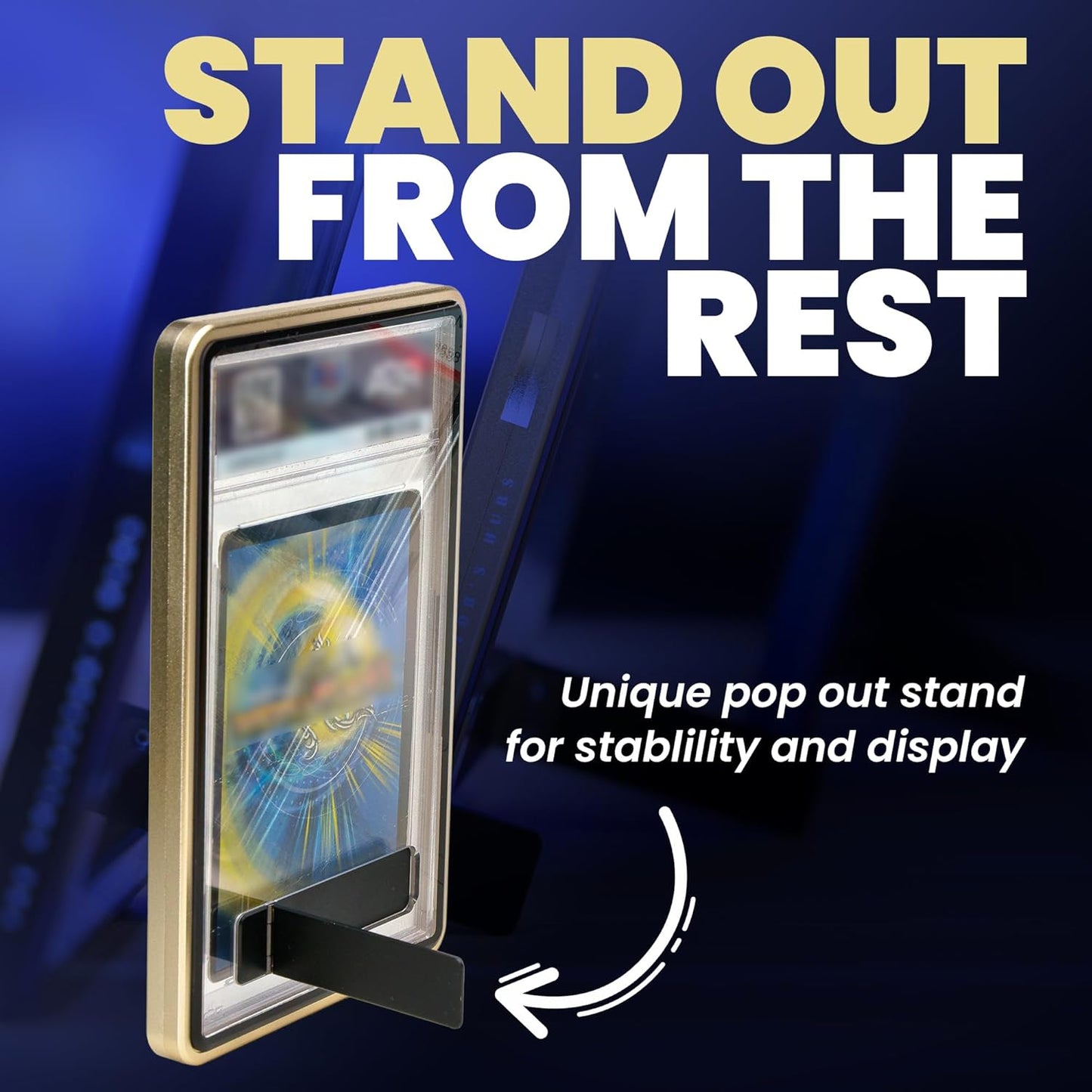 2-in-1 Magnetic Metal Slab Bumper Case for PSA/CGC Slabs with Built-in Stand (Protect + Display) - Soft Gold | Slab Case for PSA | Graded Card Display | Slab Mags for PSA/CGC- Soft Gold
