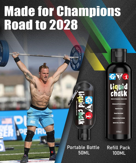 GJQ Liquid Chalk Mess-Free Gym Chalk 7’s Quick-Drying for Weightlifting, Gymnastics, Rock Climbing, Pole Dancing Sweat Resistant and Long Lasting for Stronger Hand