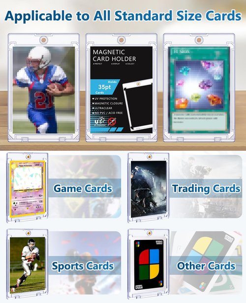 YZtree 25 PCS Magnetic Card Holders: 35 pt Magnetic Card Case for Trading Cards,One Touch Card Holder, U-V Protection Hard Plastic Card Protectors for Sports, Baseball, Game, Standard Cards Display