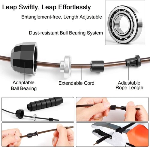 Adjustable Jump Rope with Foam Handles, Tangle-Free Speed Rope with Ball Bearings for Fitness, Home Exercise, and Weight Loss, Suitable for All Ages