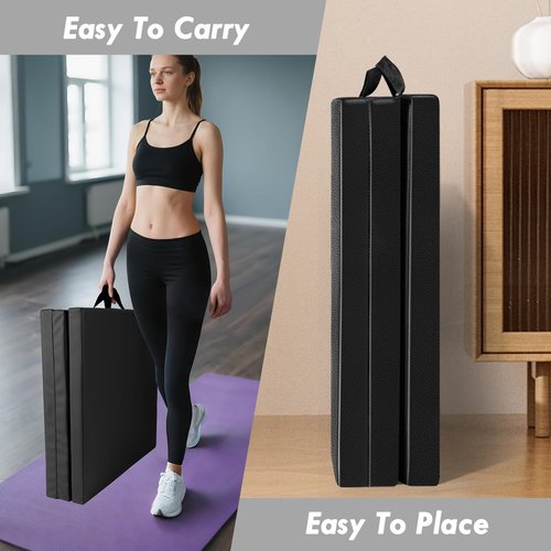 WAWINY 6ft x 2ft Folding Gymnastics Mat - 2-Inch Thick High Density Foam Yoga Mat, Non-Slip Gym Floor Mat for Home Workouts, Pilates & Stretching, Waterproof Oil-Proof Portable Exercise Mat.