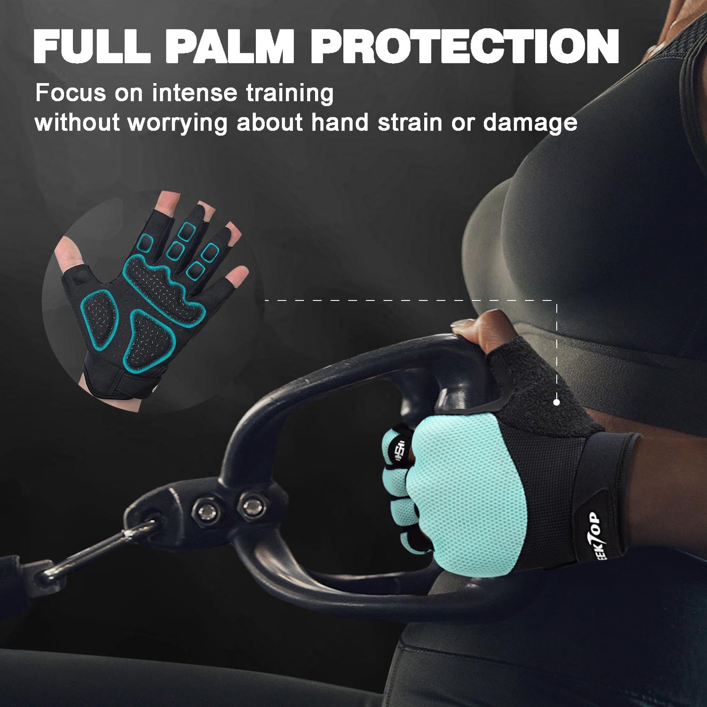 Seektop Breathable Workout Gloves for Women & Men, Thick Padded Weight Lifting Gloves, Full Palm Protection, Excellent Grip for Gym Fitness and Training, Exercise, Cycling