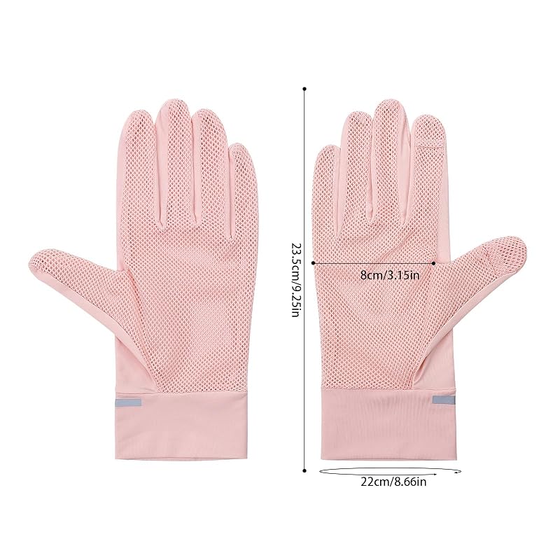 IPENNY Women UPF 50+ Sun Protection Gloves 2 Fingers Flip Mesh Touchscreen Driving Mittens Pink