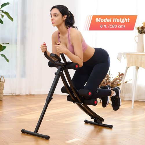 ZELUS Ab Workout Equipment for Gym, Ab Machine Exercise Equipment for Home Workouts, Ab Crunch Coaster Core Trainer with 4 Intensities and Digital Display, Foldable Abdominal Trainer Waist Toner
