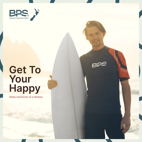 BPS Men's Short Sleeve Swim Shirt/Rash Guard with Sun Protection (Patterned Charcoal Orange, M)