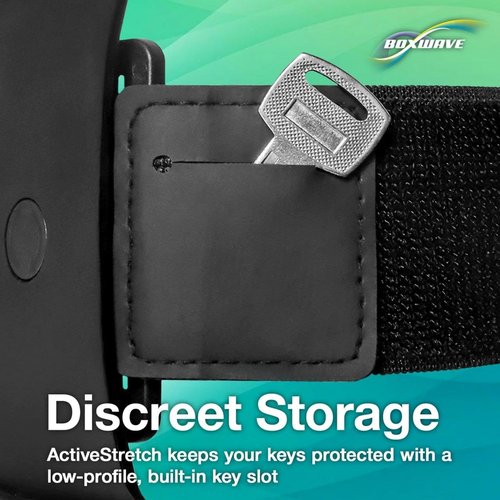 BoxWave Holster Compatible with Sony NW-A20 - ActiveStretch Sport Armband, Adjustable Armband for Workout and Running - Jet Black