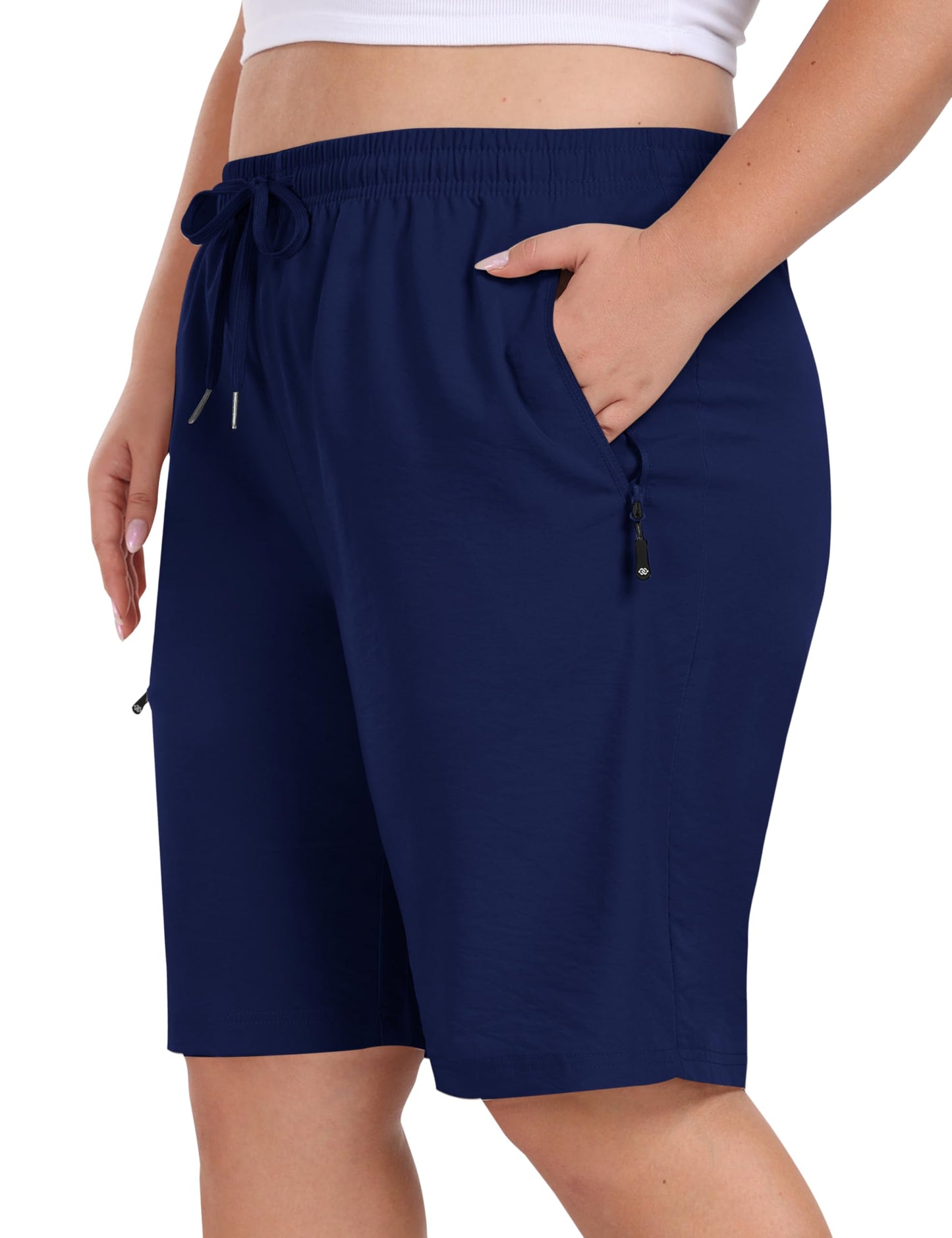 MoFiz Women's Plus Size Hiking Cargo Shorts Quick Dry Lightweight Summer Shorts with Pockets Navy 3XL