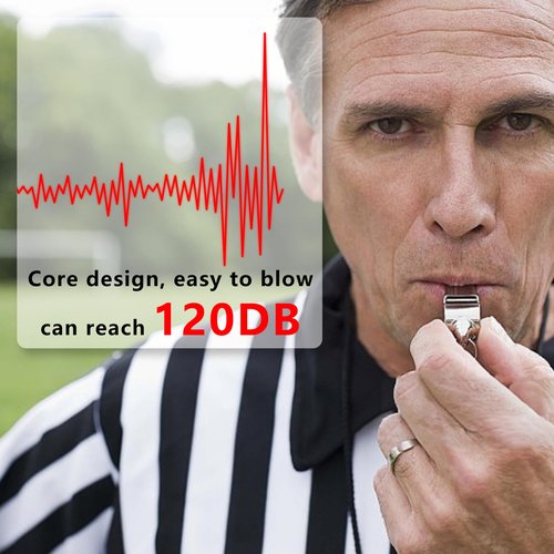 ZUFECY 6PCS Metal Sports Whistles with Lanyard, Loud Coaches Whistle with Nickel-Plated Iron, Silver Color for Survival, Emergency, School, and Gymnasium Use