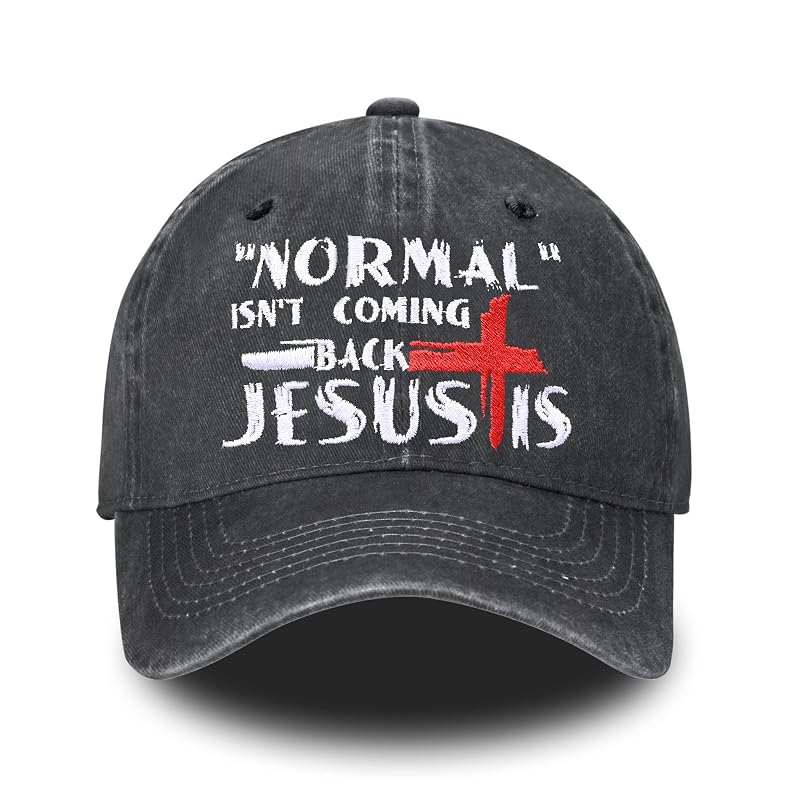 Embroidered Washed Denim Baseball Cap for Women & Men - Adjustable One Size (Variation: Jesus)