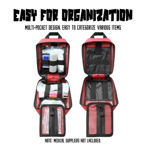 VIIDOO Red Molle First Aid Pouch, Molle Medical Pouch Rip Away, Molle Ifak Pouch, Tactical EMT Pouch Bag Only for Hiking Survival Camping (Red)