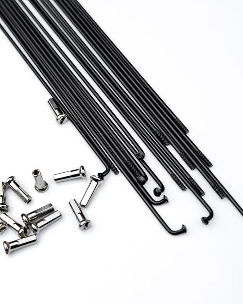 BaveL 36 Pcs 14G Black Bicycle Steel Spokes (201 mm-309 mm) with Copper Cap 36pcs,Mountain Bike Spokes,for MTB,Ebike,City Bikes-Replacement/Repair Spoke (Black 229 mm)