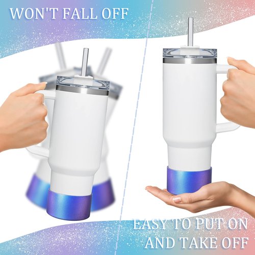 DEWJDFSC Gradient Protective Silicone Boot,Compatible with Stanley Cup 20/30/40Oz,for Hydroflask Boot 12-24Oz,More Bottles with 2.95in Bottom for Stanley Cup Accessories（Navy-Blue）