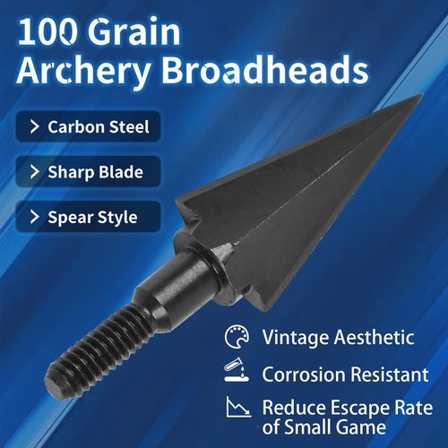 SOPOGER 12pcs Traditional Archery Broadheads - 100/125 Grain Turkey Broadheads Arrow Tips Carbon Steel Field Tips Hunting Arrowheads for Recurve Compound and Crossbow (100grain Swallow-Tailed)