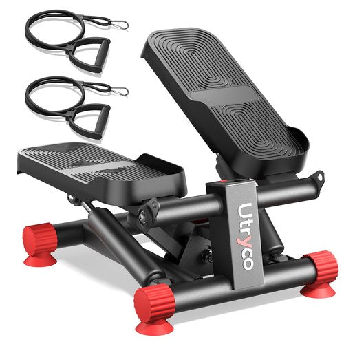 UTRYCO Stair Stepper for Home Workout, 330LBS Hydraulic Stepper with LCD Monitor & Resistance Bands, Compact Under Desk Stepper with Real-Time Calorie Tracking