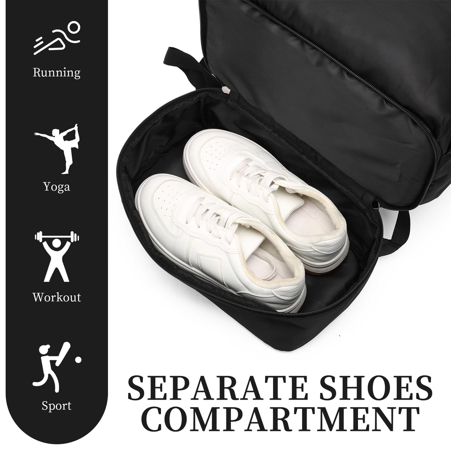 seyfocnia Large Gym Backpack for Men,Waterproof Travel Backpack With Shoe Compartment Lightweight Sports Gym Bag Casual Daypack-Black