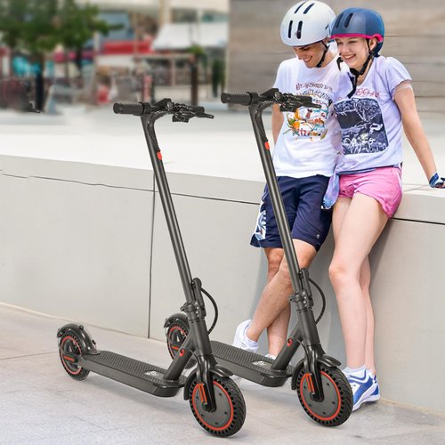 Adults Electric Scooter ，8.5"/10" Tires, 19/22Mph, 350W/500W Motor, 21-28 Miles Range, Folding E-Scooter with Dual Suspension and Braking System with App Control (W4-7.8Ah-350W)