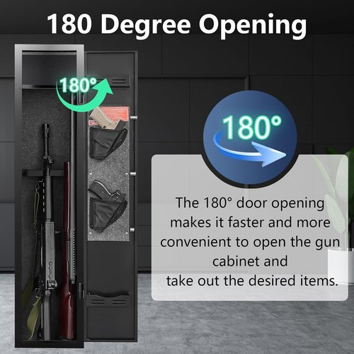 HEANVO 2-3 Gun Safe, Rifle Safes for Home, Locking Gun Cabinet with 180-Degree Full Access Door, Shotgun Safe with Alarm System, Rifle Gun Safe with Mobile Gun Rack