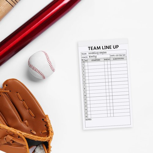 suituts 90 Sets Baseball/Softball Lineup Cards, 4 Part Carbonless, 16 Player Roster Line up Sheets for Coaches, Team, Sports (3 Pads, 4.5 x 8 Inch