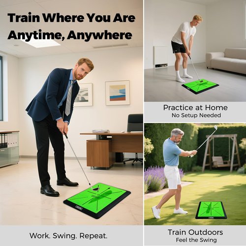 Golf Hitting Mat – Practice Mat with Swing Path Feedback & Impact Detection – Indoor/Outdoor Use – Golf Swing Trainer for Home Training – Great for Dad, Golf Lovers & Beginners