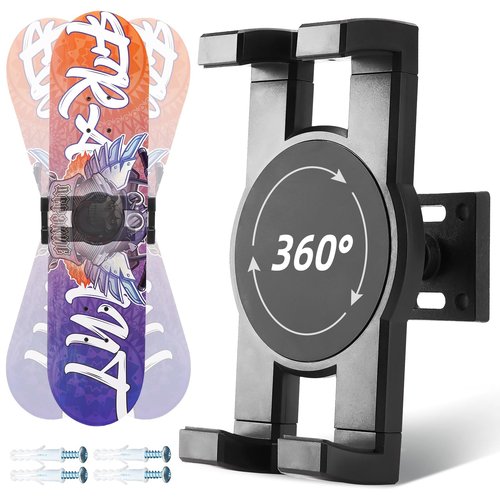 YIBEICO Skateboard Decks Wall Mount 360° Rotating Skateboard Wall Hanger, Extending & Floating Display Skateboard Wall Holder Grab & Go Storage Rack,Universal Skate Wall Mount Horizontal Any Angle (1)