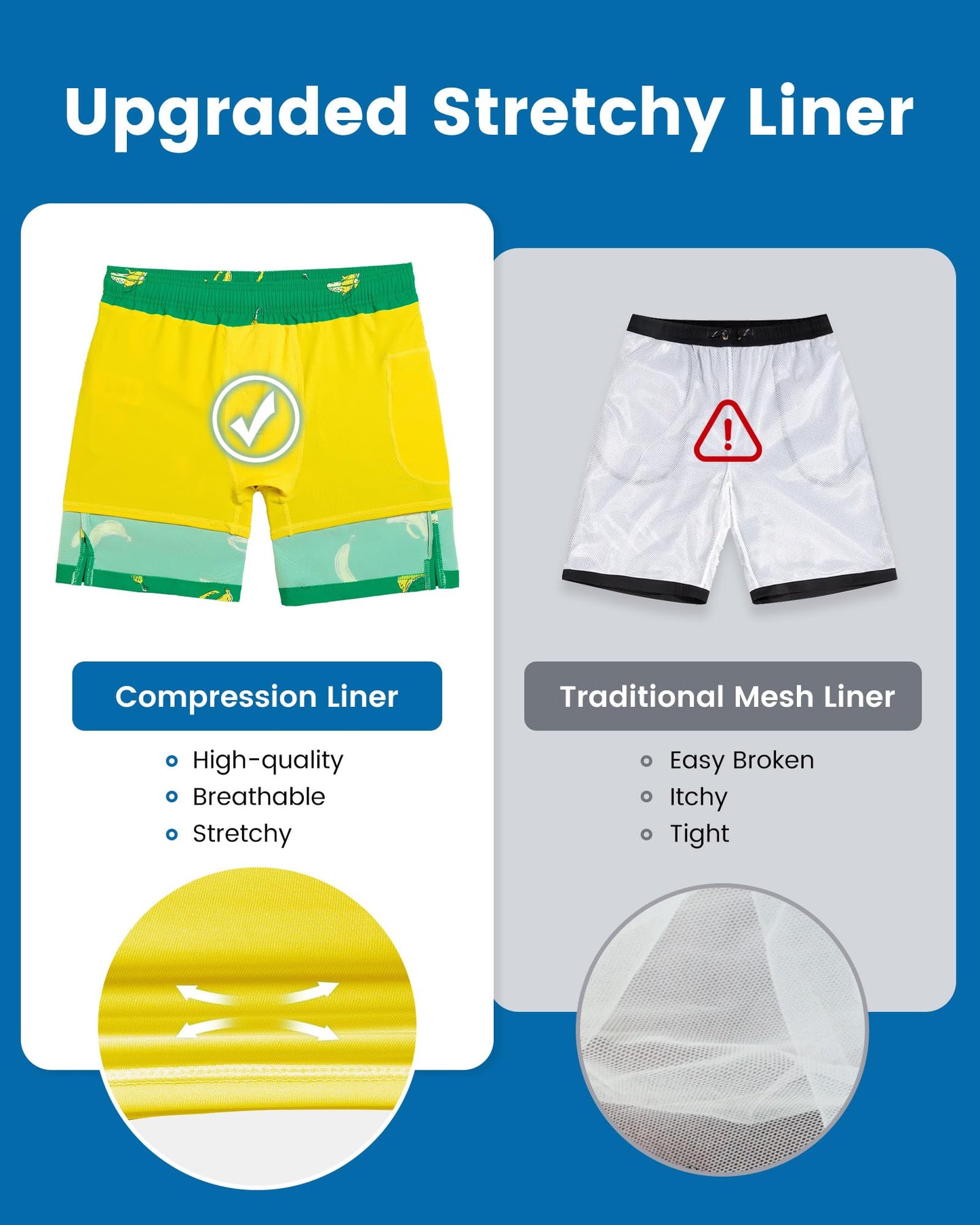 maamgic 2 in 1 Mens Swim Trunks 7 Inch Swim Shorts Swim Suits Board Shorts Falling Banana-Green X-Large