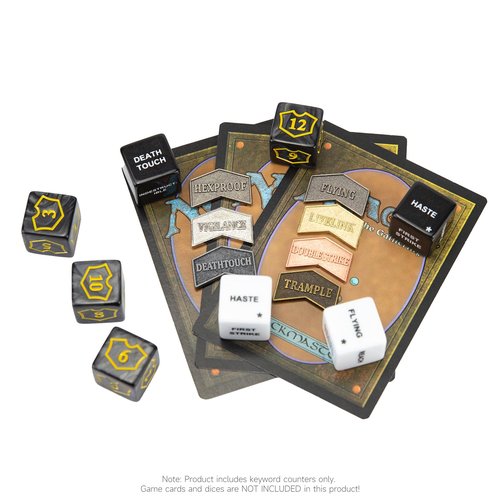 SIXPOINTS 44 Pieces Magic The Gathering Antique Metal Token & MTG Keyword/Counters Dice Setfor MTG CCG Card Gaming Accessories(44PCS-Keyword Counters & Dices Set)