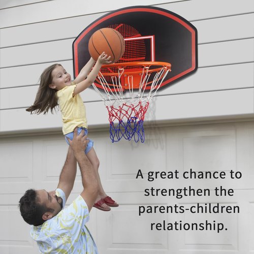 Large Wall Mounted Basketball Hoop, 36"x24" Shatter-Proof Backboard with 18" Rim & Anti-Tear Net, Indoor Outdoor Basketball Hoop for Family Fun with Kids Adults
