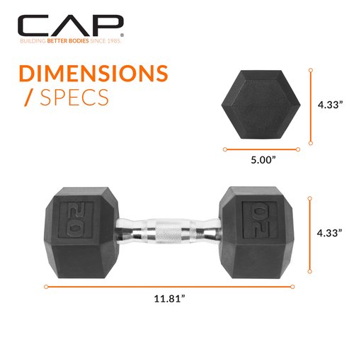 CAP Barbell 20 LB Coated Hex Dumbbell Weight, New Edition